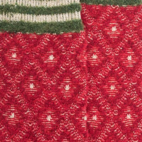 Chaussettes pour femmes en laine polaire à motifs de diamants - Rouge Ponceau | Doré Doré