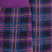 Chaussettes femme en coton à motif tartan effet brillant - Bleu marine foncé | Doré Doré
